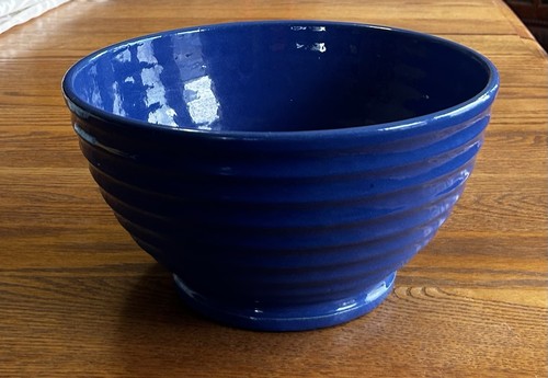 VINTAGE BAUER POTTERY RINGWARE COBALTO #9 CIOTOLA DI MISCELAZIONE 10 5/8" DIAMETRO 5 1/2" ALTEZZA