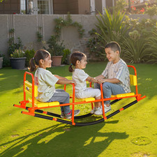 Kids Seesaw - 200 lbs Capacity Metal Rocking Teeter Totter with Handles - Fun