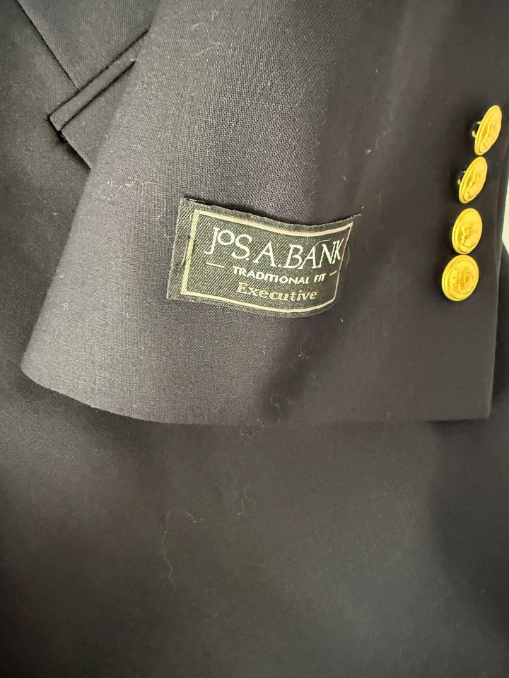 Blazer JOS A BANK Azul Marino 100% Lana Dos Botones 46L NUEVO NUEVO CON ETIQUETAS Foto 3 de 4