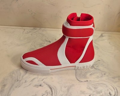 New! Burberry 'BTS Sub' High Top Sneakers Red White Mens 15 US 48 Eur. MSRP $890