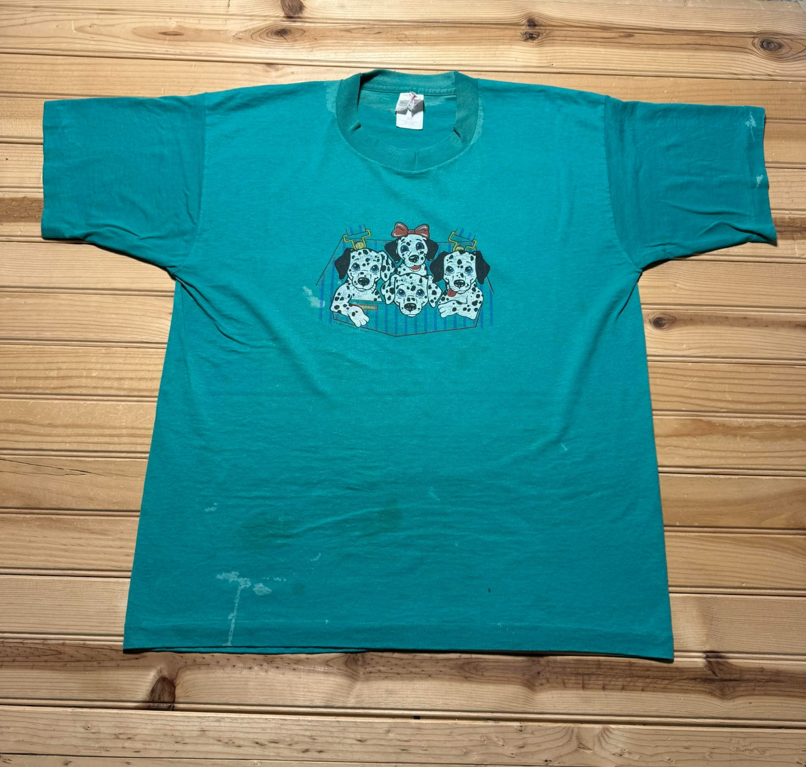 Vintage 90s Cute Dalmatians Puppy Graphic Single Stitch T-Shirt Large