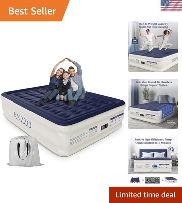 Flocked Queen Air Mattress with Quick Inflate - 18'' Thick for Ultimate Comfort
