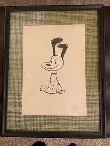 SNOOPY  1955 Drawing  with Schulz Signed Handwritten Letter--Unique Item