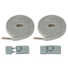 No Tie Shoelaces with 2 Metal Square Buckle Clips, 1Pair  Light Gray