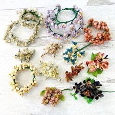 Vintage Millinery Bridal Flowers Lot Picks Bouquets Tiaras Hand Made Tiny Shells