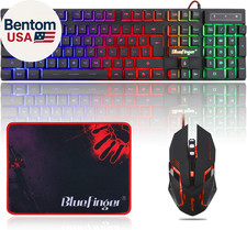 RGB Gaming Keyboard and Backlit Mouse Combo, USB Wired, LED Gaming Set for Lapto