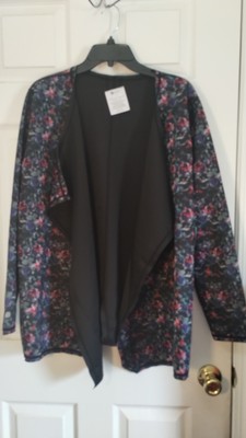 NWT Bzees Floral Nurse Scrub Open Cardigan Jacket, Size Large