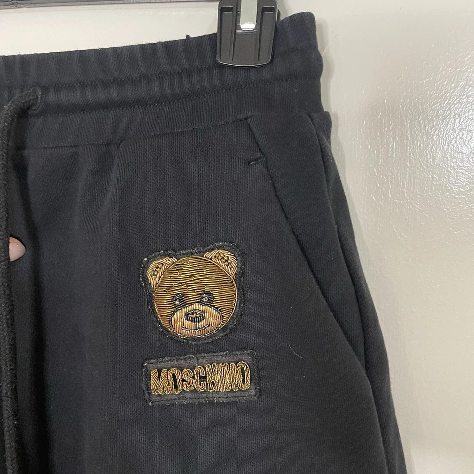 Moschino Couture Boutique Negro Terry Cuentas Oso de Peluche Pantalones Cortos Talla US 4 Pequeño Foto 3 de 4