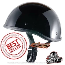 REAL Crazy Al's WORLD'S SMALLEST LIGHTEST SOA Style DOT Gloss Black Half Helmet