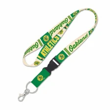 OAKLAND A'S ATHLETICS COOPERSTOWN KEYCHAIN LANYARD DETACHABLE BUCKLE 1" W 22" L 
