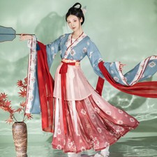 Female Chinese Style Hanfu Costume Ancient Women Cosplay Fairy Dress No Ribbon