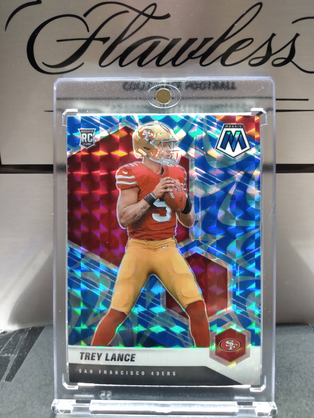 2021 Panini Mosaic RC Trey Lance #303 SP Blue Reactive Mosaic Holo Prizm