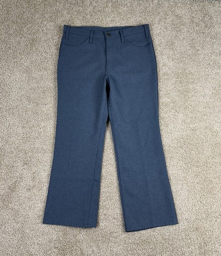 Vintage 80s Levi’s 517 Sta-Prest Blue Gray Boot Cut Rockabilly Pants Size 35