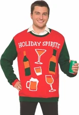 Forum Novelties Holiday Spirits Ugly Christmas Sweater Unisex, Medium