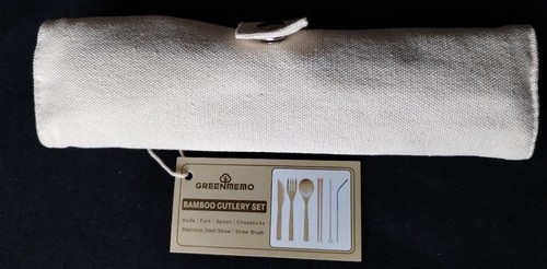 Reusable Eco Bamboo Utensil Cutlery Set Travel Picnic School Work Office New - Picture 6 of 17