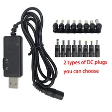 USB 5V to DC 9V 12V Step UP Converter Module Power Boost Adapter Cable + 8 Plugs