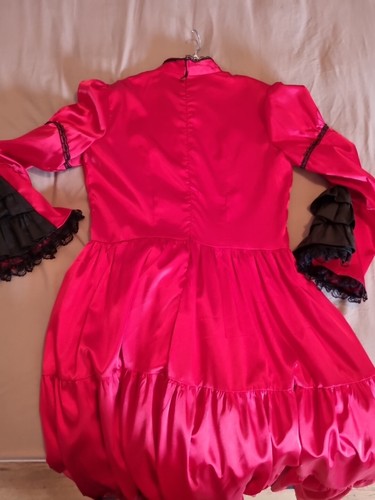 Deluxe Red Black Victorian Vampiress Steampunk Gothic FancyDress Costume Gown XL - Picture 7 of 9