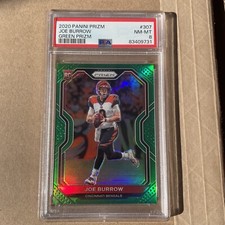 2020 Panini Prizm Joe Burrow Green Prizm #307 Rookie RC Bengals PSA 8 Mint