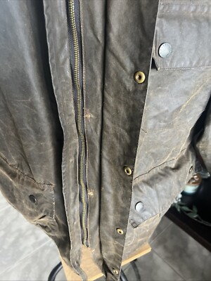 BARBOUR Vintage Solway Zipper WAXED Jacket Olive C46/117