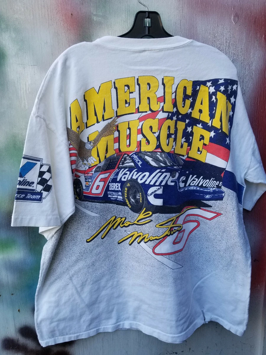 Vintage ALL OVER PRINT Nascar Racing Mark Martin American Muscle Roush  Shirt XL