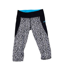 Lululemon Womens Yoga Capri Leggings Pants Size 6 Black White Geometric 28X18