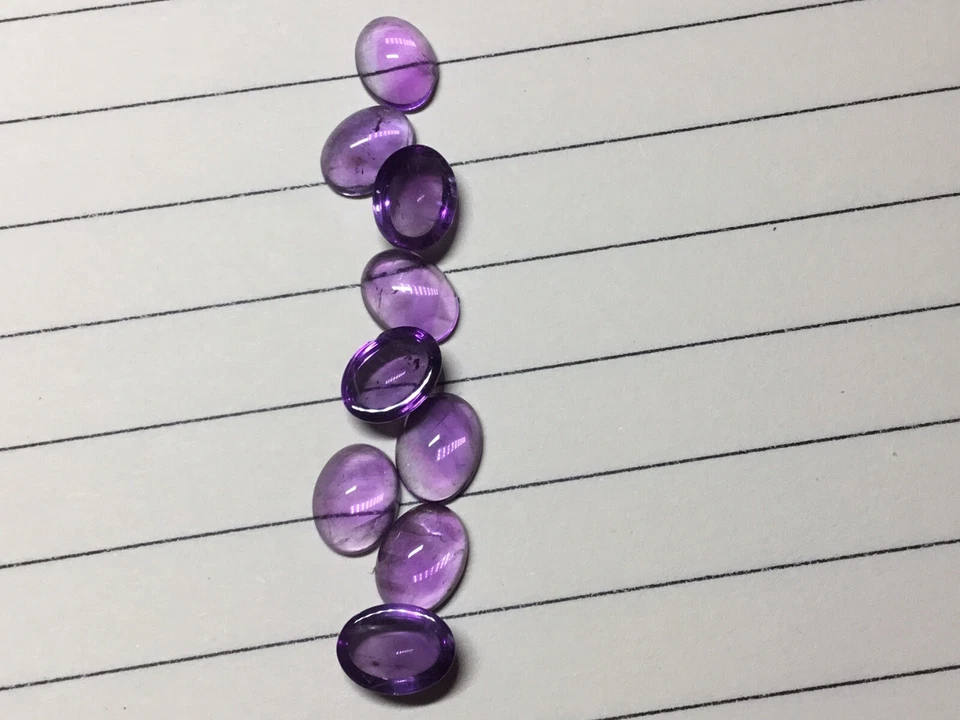 Finest Natural Amethyst Cabochons, Oval 8x6MM , 9pcs =10.08ct Sold as LOT. - Image 3 of 4