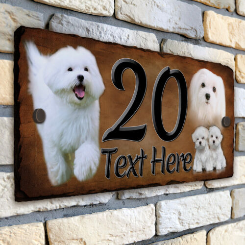 Dog House Number Slate Sign Rustic Plaque Door Gate Personalised Name ALL BREEDS - Picture 109 of 174