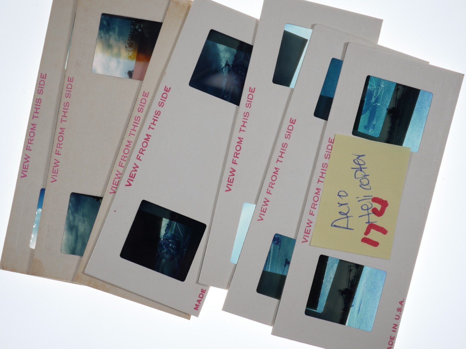 4x Stereo realist slides - AERIAL Aero Helicopter N8806F - 1950s Kodachrome