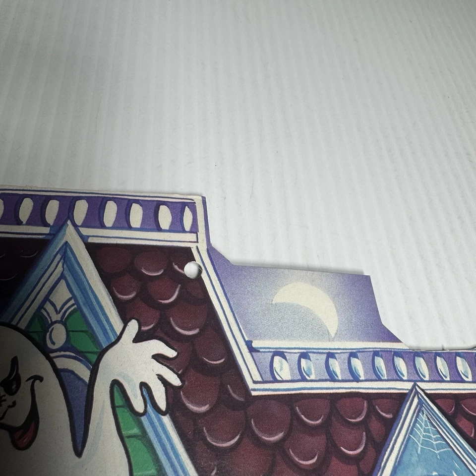 Casa embrujada vintage Eureka Halloween troquelada decoración años 80 dañada Foto 3 de 4