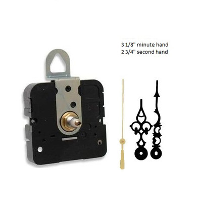 Clock Movement Mechanism With 3 1/8'' serpentine hands for up to 3/8'' thick dial