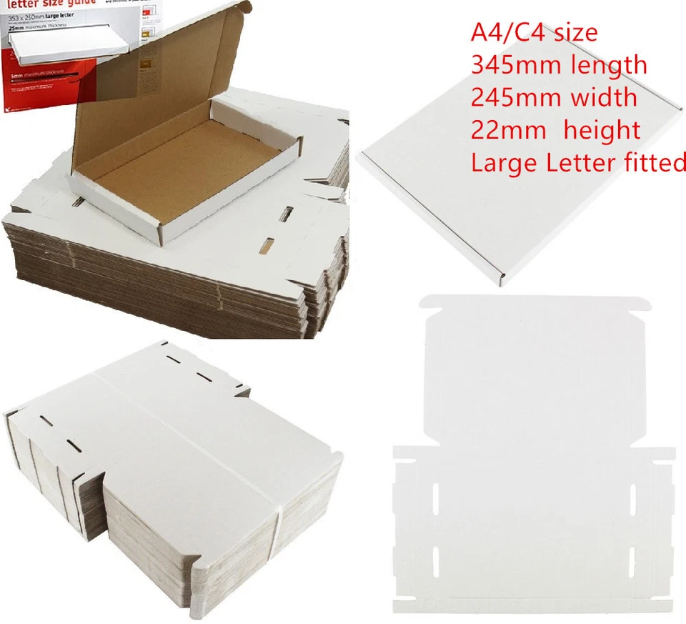 100x C4 A4 SIZE BOX 240x345x22mm ROYAL MAIL LARGE LETTER POSTAL CARDBOARD PIP 4U
