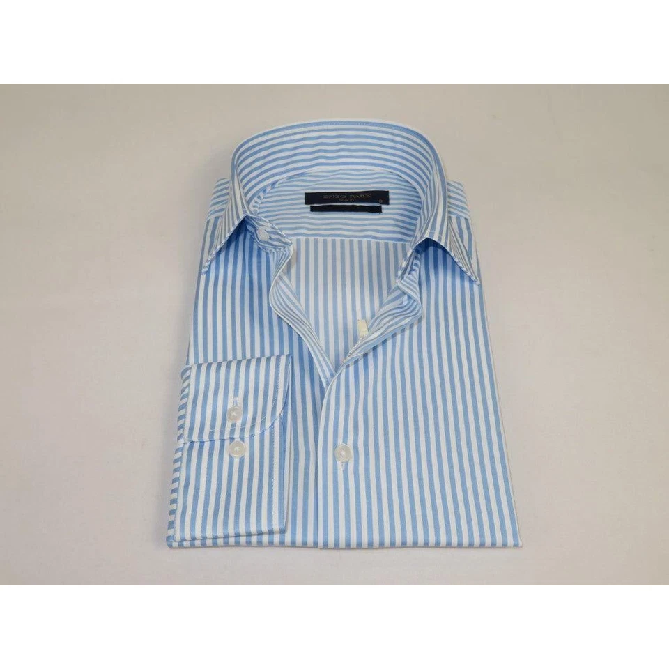 Men's Shirt ENZO PARK Turkey Soft Cotton Wrinkle Resistant Enzo9 Blue Stripe - Image 3 of 4
