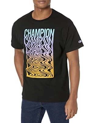 Camiseta Clásica Hombre Champion, Multi Script Negra Talla M - Imagen 1 de 2