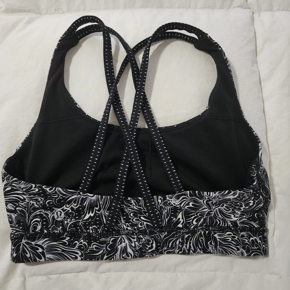 LULULEMON Energy Bra Infinity Energy Alpine White Black Floral, Women's Size 6 - Image 3 of 4