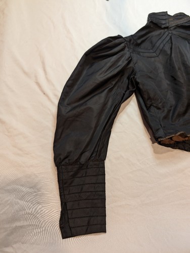 AUTHENTIC! Late 1800s Black Silk Taffeta Bodice VICTORIAN Antique Balloon Sleeve - Picture 7 of 13