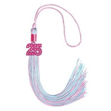 Endea Graduation Pink/Light Blue Mixed Color Tassel With Pink Bling Charm 2024