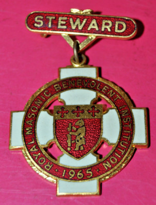 1965 Royal Masonic Benevolent Institution Festival Stewards Jewel RMBI ***