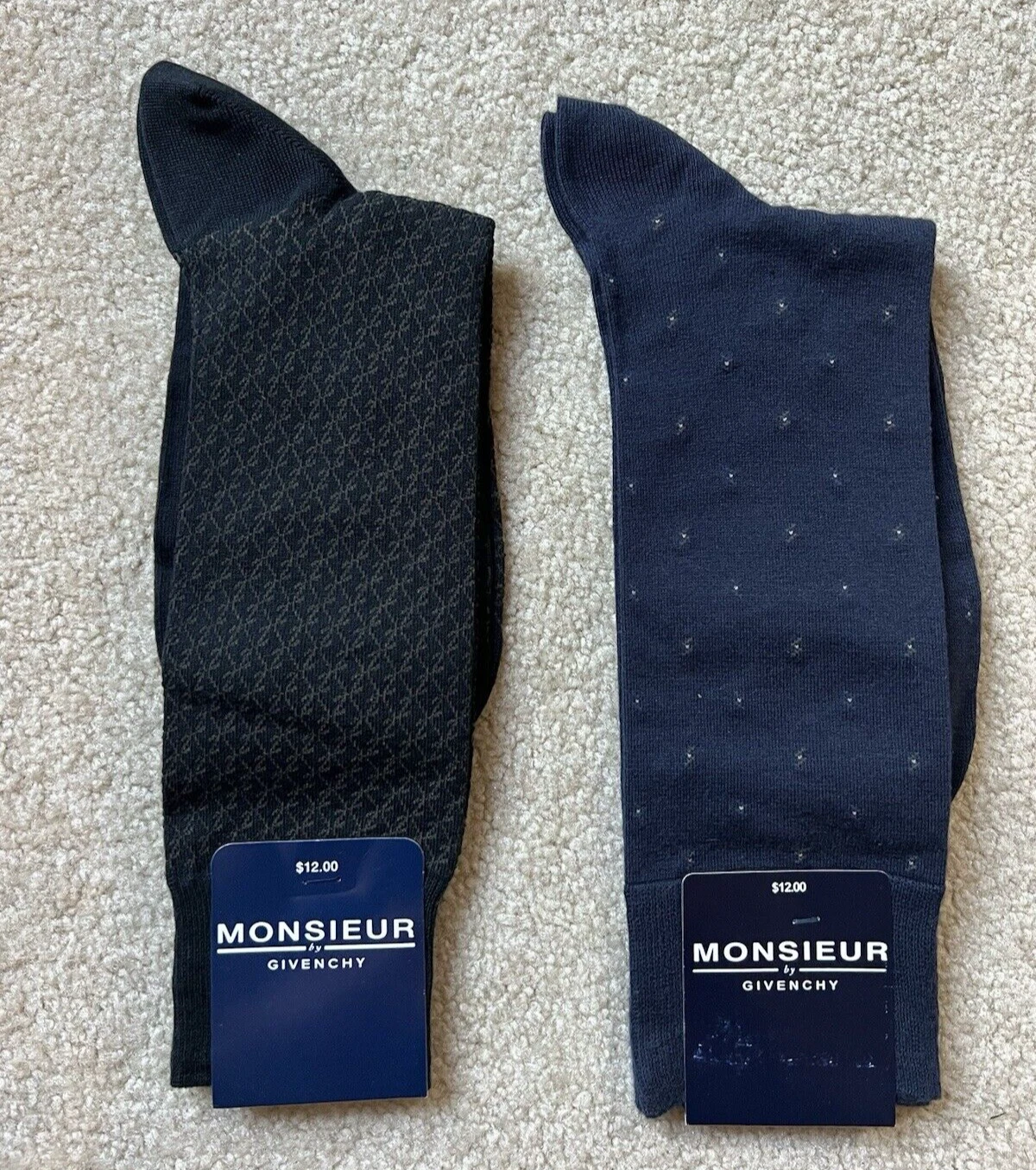 Calze eleganti uomo Monsieur by Givenchy 2 paia (1 nero e 1 navy) nuove con etichette