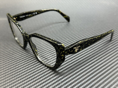 PRADA PR 18WV 19D1O1 Black Yellow Marble Women's 52 mm Eyeglasses