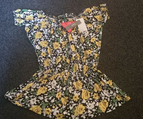 SOUTH Floral Cold Shoulder Bardot Gypsy Top BNWT Size 8 - Picture 3 of 3