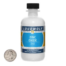 Zinc Oxide / 4 Ounce Bottle / 99.9% Pure Reagent Grade / 44 Micron Powder / USA