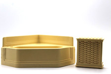 Vintage Marx Dollhouse Furniture Corner Tub and Hamper yellow/tan