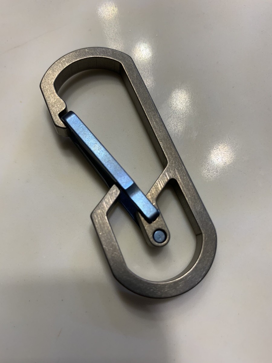Titanium Carabiner Snap Spring Hook Clip, EDC Keychain, Key Ring, Blue  Anodized