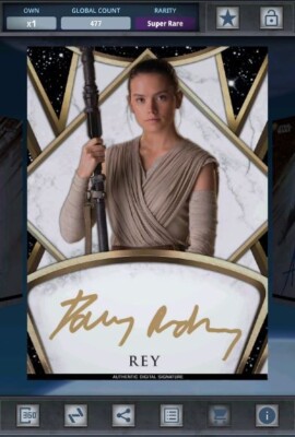 Star Wars Card Trader - Digital Topps Finest 2019 Prime Signature Rey 477cc