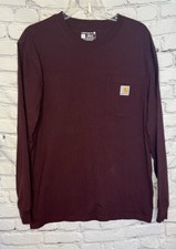 Carhartt Mens Long Sleeve Crew Neck Lightweight Shirt Original Pocket sz Small