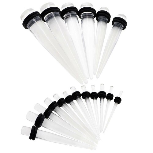 12-18PC Ear Taper Stretching Kit 14G-20MM Beginner Gauges Acrylic Taper Plug Set - Picture 32 of 44