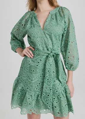 green emerald velvet dress Shoshanna Women's Midnight Nia Jacquard Dress - Green main image 1
