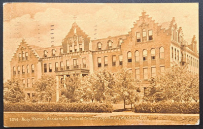 1912 Holy Names Academy & Normal School Spokane WA Vintage Postcard