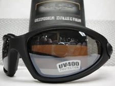 MOTORCYCLE BIKER SPORT Day RIDING PADDED SUN GLASSES GOGGLES Large Black Frame