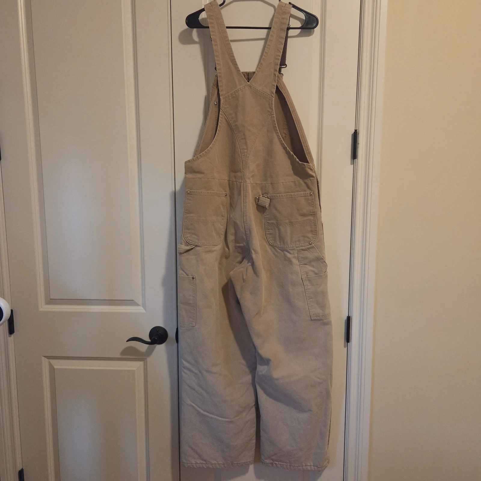 Vintage Carhartt Quilt Lined Double Knee Duck Bib Overalls Brown No Tag Workwear image 3